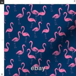 Flamingo Flamingos Bird Navy And Pink Summer Spoonflower Fabric by the Yard