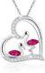 Flamingo Necklace 925 Sterling Silver Animal Heart Pendant With Cubic Zirconia