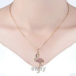 Flamingo Necklace 925 Sterling Silver Bird Rose Gold Plated Crystal Jewelry Gift