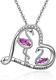 Flamingo Necklace Pink Cz Bird Love Heart Pendant 925 Sterling Silver Jewelry