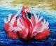 Flamingo Oil Painting Original -pink Bird Impressionism Art Signed