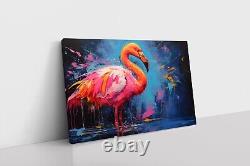 Flamingo Oil Painting Print Framed Canvas Wall Art Decor Colorful Birds Pink