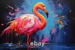 Flamingo Oil Painting Print Framed Canvas Wall Art Decor Colorful Birds Pink