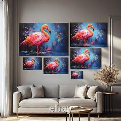 Flamingo Oil Painting Print Framed Canvas Wall Art Decor Colorful Birds Pink