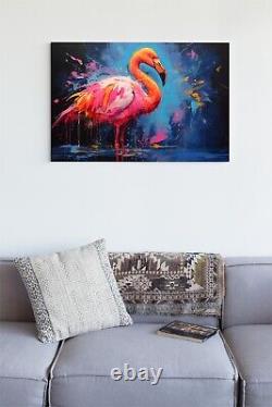 Flamingo Oil Painting Print Framed Canvas Wall Art Decor Colorful Birds Pink