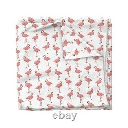 Flamingo Pink White Beach Birds Flamingos Flock Sateen Duvet Cover by Roostery
