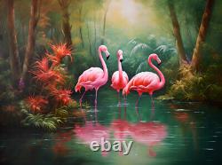 Flamingo Tropical Landscape Canvas Art Home Deco Wall Art Poster Print Painting