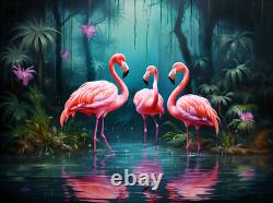 Flamingo Tropical Landscape Canvas Art Home Deco Wall Art Print Poster Painting