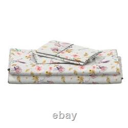 Flamingo Tropical Pink Bird Rose Floral 100% Cotton Sateen Sheet Set by Roostery