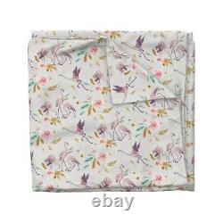 Flamingo Tropical Pink Bird Rose Floral Island Sateen Duvet Cover by Roostery