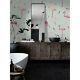 Flamingo Bird And Feather Pink And Blue Wall Mural Wall Covering Wallpaper