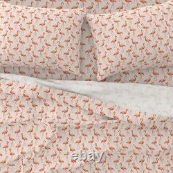 Flamingos Pink Watercolor Bird 100% Cotton Sateen Sheet Set by Spoonflower