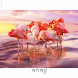 Flamingos Portrait Diamond Painting Lovely Pink Birds Design Embroidery Displays