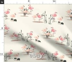Flamingos Reeds Birds Vintage Pink 100% Cotton Sateen Sheet Set by Roostery