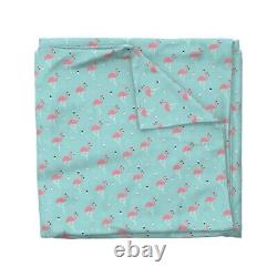 Flamingos Summer Tropical Bird Pink Blue Retro Sateen Duvet Cover by Roostery