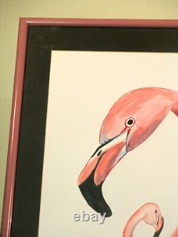 Flamingos watercolor painting