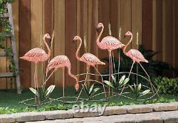 Flock of Flamingos Metal Garden Stake