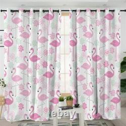 Floral Pink Flamingo Bird Animal Window Living Room Bedroom Curtains Drapes