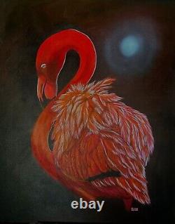 Florida Flamingo Original Acrylic Painting On Canvas 24 x 30