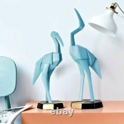 Geometric Flamingos Resin Statue Sculpture Figurine Tabletop Home Office Decor S
