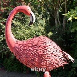 Giant Metal Flamingo Looking Right Pink Statue Garden Animal Outdoor Ornament