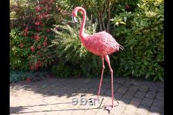 Giant Pink Metal Flamingo Garden Lawn Ornament Bird Statue Outdoor Pond