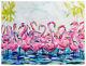 Greenbox Pink Flamingo Flock Together Tropical Birds Canvas Wall Art 18 X 14
