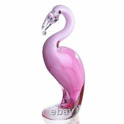 Hand Blown Pink Flamingo Murano Style Art Glass Figurine Christmas, Birthday New