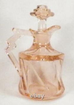 Heisey Flamingo Twist Oil Vinegar Cruet Pink Elegant Glass Blown 4oz #1252