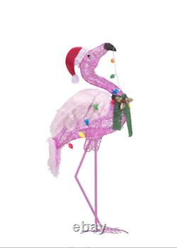 Home accents Christmas Flamingo Pink Light Up Yard Statue