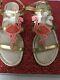 Kate Spade Gold Leather Pink Flamingo Tammy Sandals Very Rare! 7.5 Euc