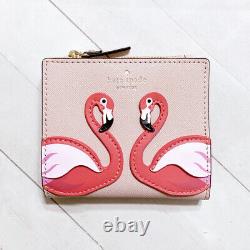 Kate Spade Flamingo Bifold Wallet Small Pink By The Pool Leather