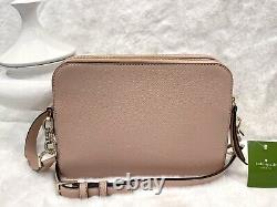 Kate Spade Flamingo Crossbody Double Zip Camera Style Bag PINK LEATHER NWT