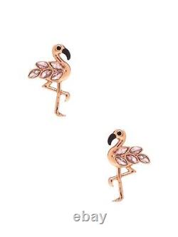 Kate Spade Flamingo Earrings NWT Rose Gold Witty Plumy Bird