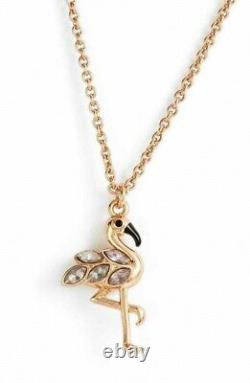 Kate Spade Flamingo Necklace NWT Birds the Word Witty Crystal Plumy Fun