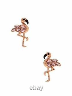 Kate Spade NY Bird's The Word Flamingo Earrings NWT Rose Gold Pink stone Bird