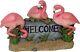 Katlot Pink Flamingo Welcome Statue, Multicolored 14.5wx6dx9.5h