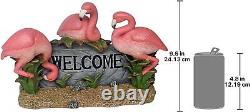 Katlot Pink Flamingo Welcome Statue, Multicolored 14.5Wx6Dx9.5H
