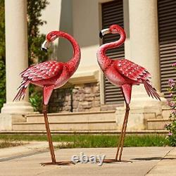 Kircust Flamingo Garden Statues and Sculptures Metal Birds Yard Art Outdoor S