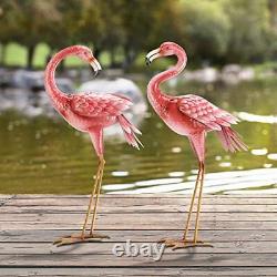 Kircust Flamingo Garden Statues and Sculptures Metal Birds Yard Art Outdoor S