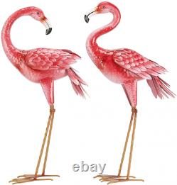 Kircust Flamingo Garden Statues and Sculptures, Metal Birds Yard Art Pink