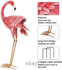 Kircust Flamingo Garden Statues and Sculptures, Metal Birds Yard Art Pink