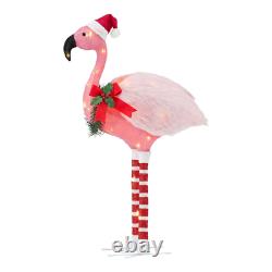LED Lighted Flamingo Sculpture Freestanding Christmas Decor Home Lawn Use 3.5 Ft