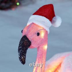 LED Lighted Flamingo Sculpture Freestanding Christmas Decor Home Lawn Use 3.5 Ft