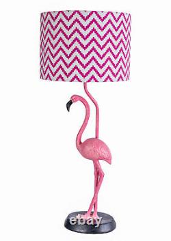 Lamp flamingo sculpture pink fabric shade table lamp bird figure one light bulb