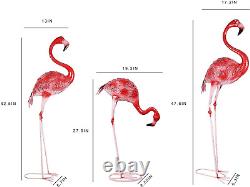 Large Flamingo Metal Birds Art Figurines Yard Lawn Outdoor Decoration Set of 3