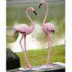 Large Set Of 2 Tropical Rainforest Paradise Pink Flamingo Birds Garden Statues