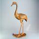 Large Figurine Bronze Statuette, Pink Flamingo Cast Iron Painted In Copper Color