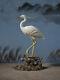 Lifelike Home Deco Art Figurine Copper Painted Egret Bird Sculpture