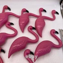 Lot 10 Mini Pink Flamingo Yard Ornaments Stakes Lawn Plastic Statues Blow Mold